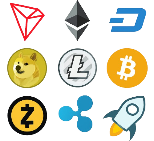 Tron, Ethereum, Dash, Doge, Litecoin, Bitcoin Cash, Zcash, Ripple, Stellar